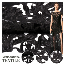 Projetos de bordado preto elegante de venda quente com tecido líquido